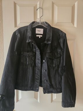 VERVET by Flying Monkey Black Distressed Denim Jacket